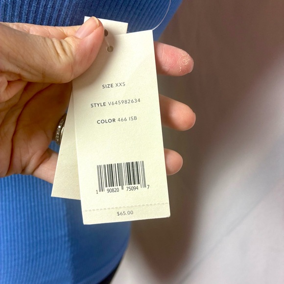 Vince Blue Ribbed Tank Top - Picture 3 of 10